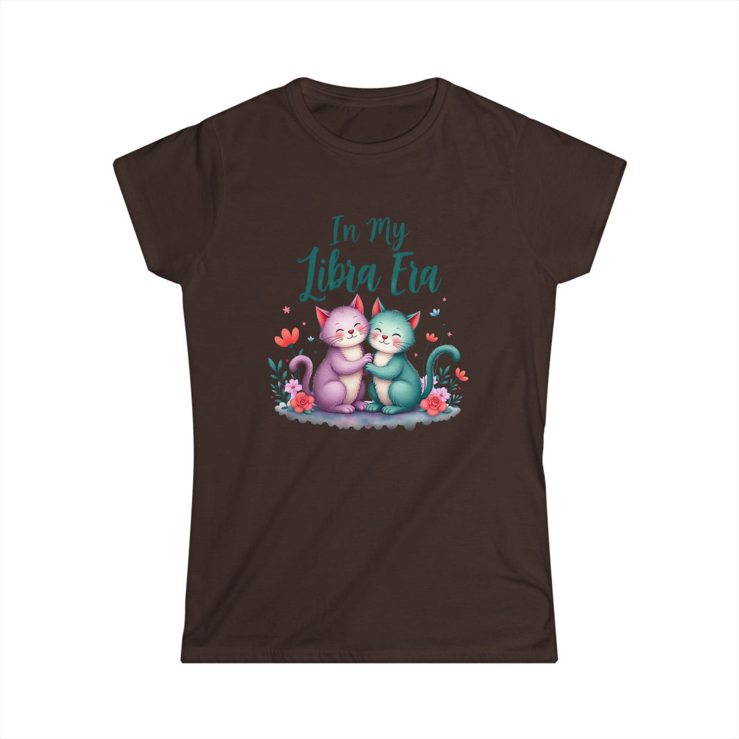 In My Libra Era Women’s Softstyle Tee – Empowering Zodiac Cat Shirt