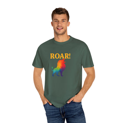 ROAR! – Retro Rainbow Lion Tee for Cosmic Confidence