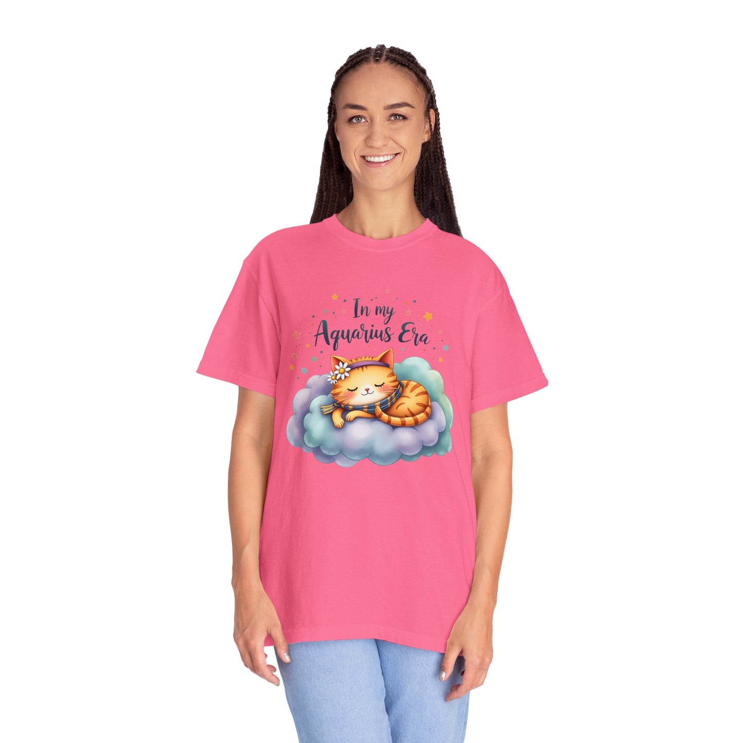 In My Aquarius Era Tee – Colorful Zodiac Cat Shirt