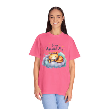 In My Aquarius Era Tee – Colorful Zodiac Cat Shirt