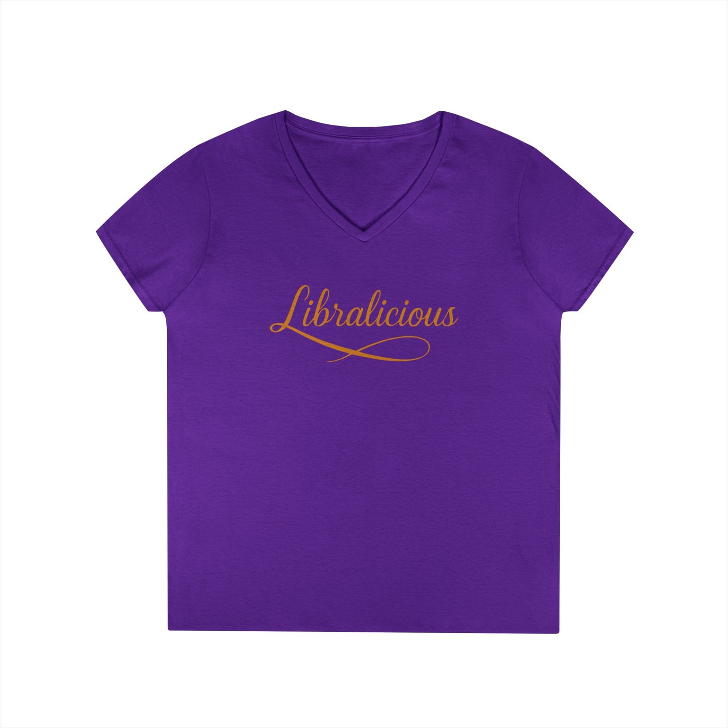 Libralicious Women’s V-Neck Tee – Empowering Retro Zodiac Script Shirt