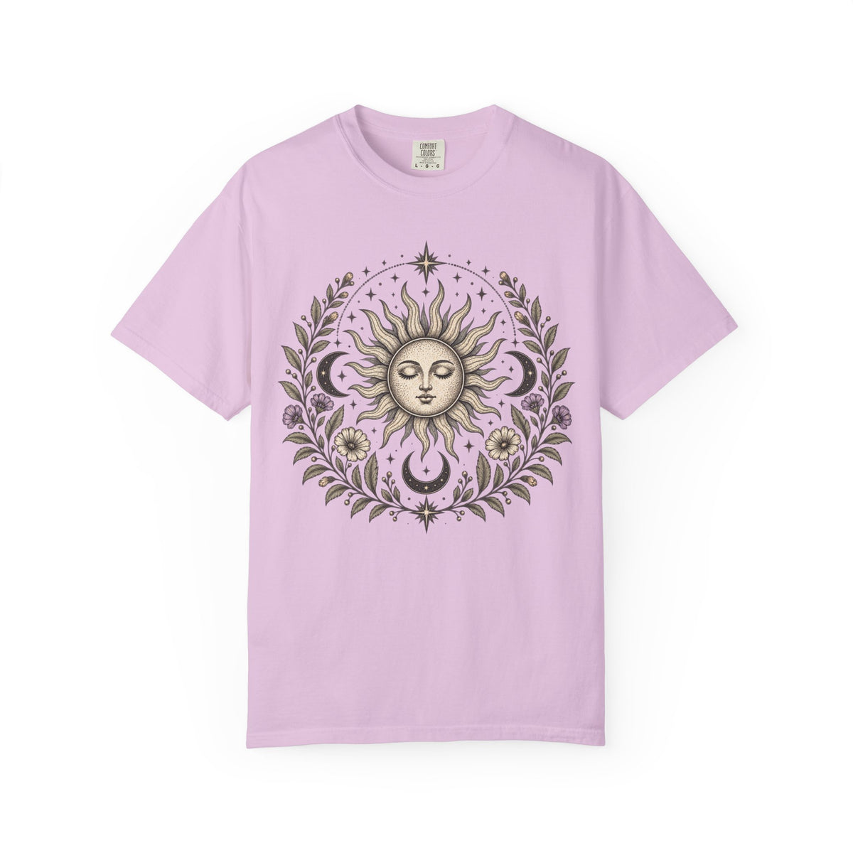 Boho Spiritual Sun and Floral Hippie Unisex T-Shirt