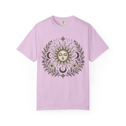 Boho Spiritual Sun and Floral Hippie Unisex T-Shirt