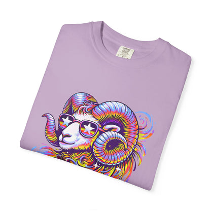 Psychedelic Aries Ram Tee – Retro Multicolor Zodiac Shirt