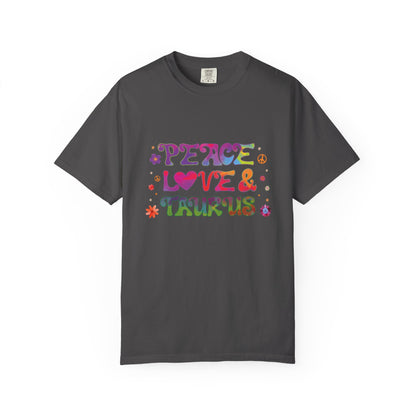 Peace Love & Taurus – Earthy Retro Zodiac Tee
