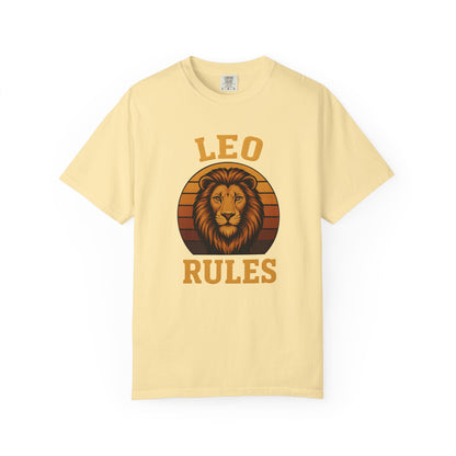 Leo Rules – Vintage Sunset Zodiac Tee