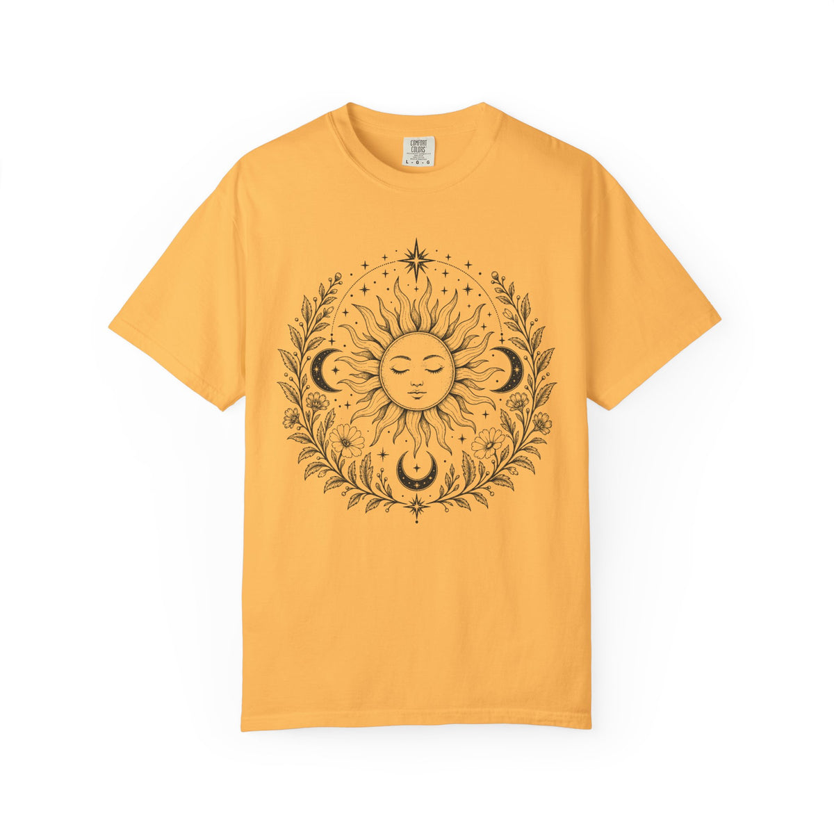 Boho Spiritual Sun and Floral Hippie Unisex T-Shirt