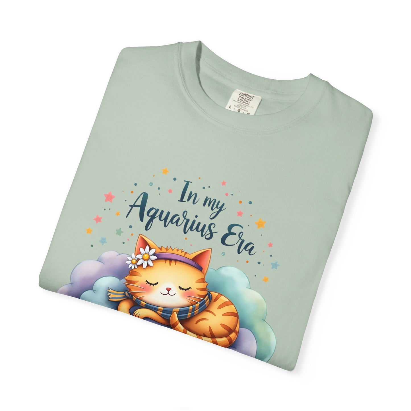 In My Aquarius Era Tee – Colorful Zodiac Cat Shirt