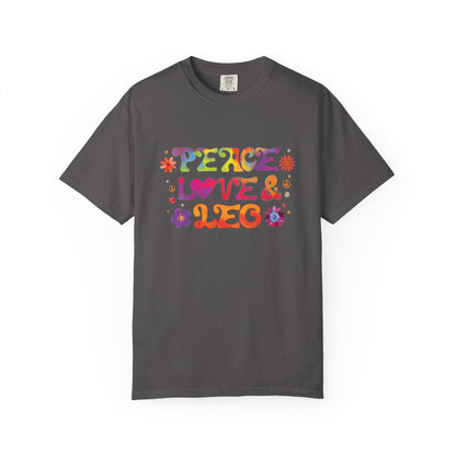 Peace Love & Leo -  Retro Groovy Astrology Tee