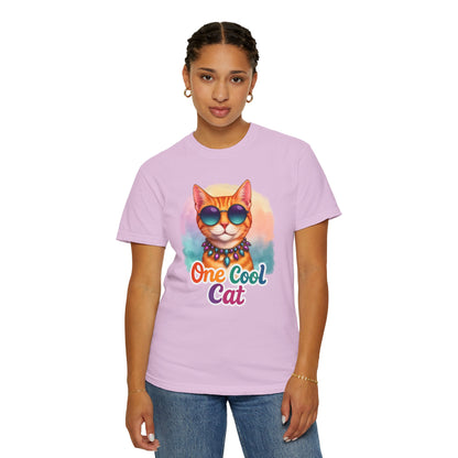 One Cool Cat  -  Funny Retro Groovy Cat Lover Tee