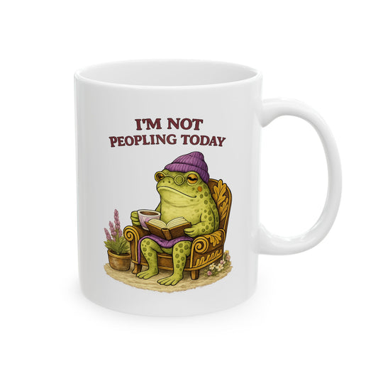 I’m Not Peopling Today Funny Frog Mug | Cottagecore Introvert Coffee Cup | Cozy Homebody Gift