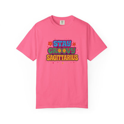 Stay Groovy Sagittarius – Retro Flower Power Zodiac Shirt