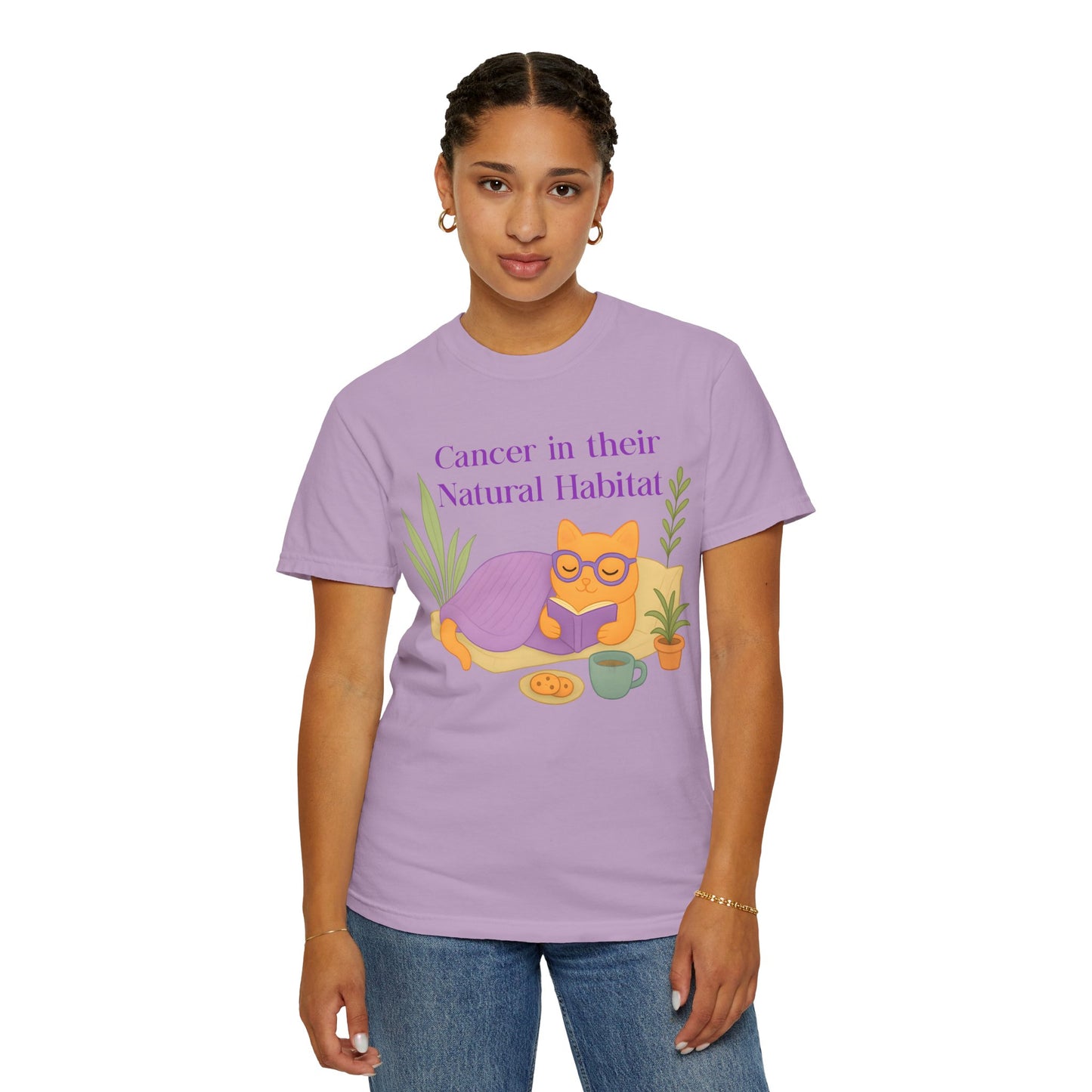 Cancer in Their Natural Habitat Tee – Funny Cozy Cat Zodiac Shirt