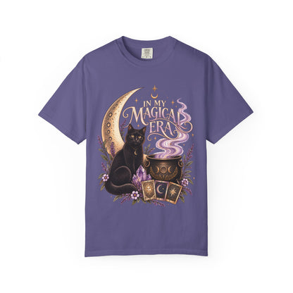Witchy Floral Black Cat Shirt - In My Magical Era Vintage Celestial Tee