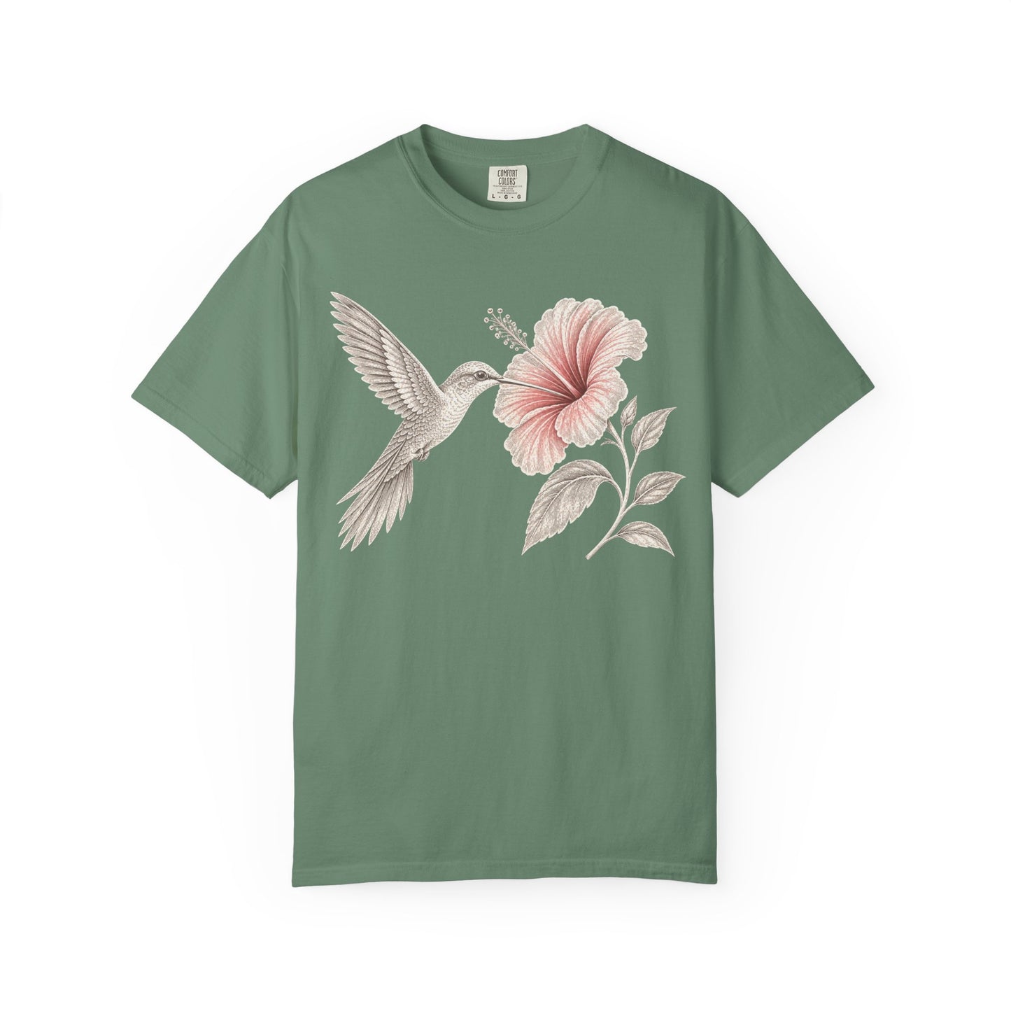 Vintage Hummingbird & Hibiscus Floral T-Shirt