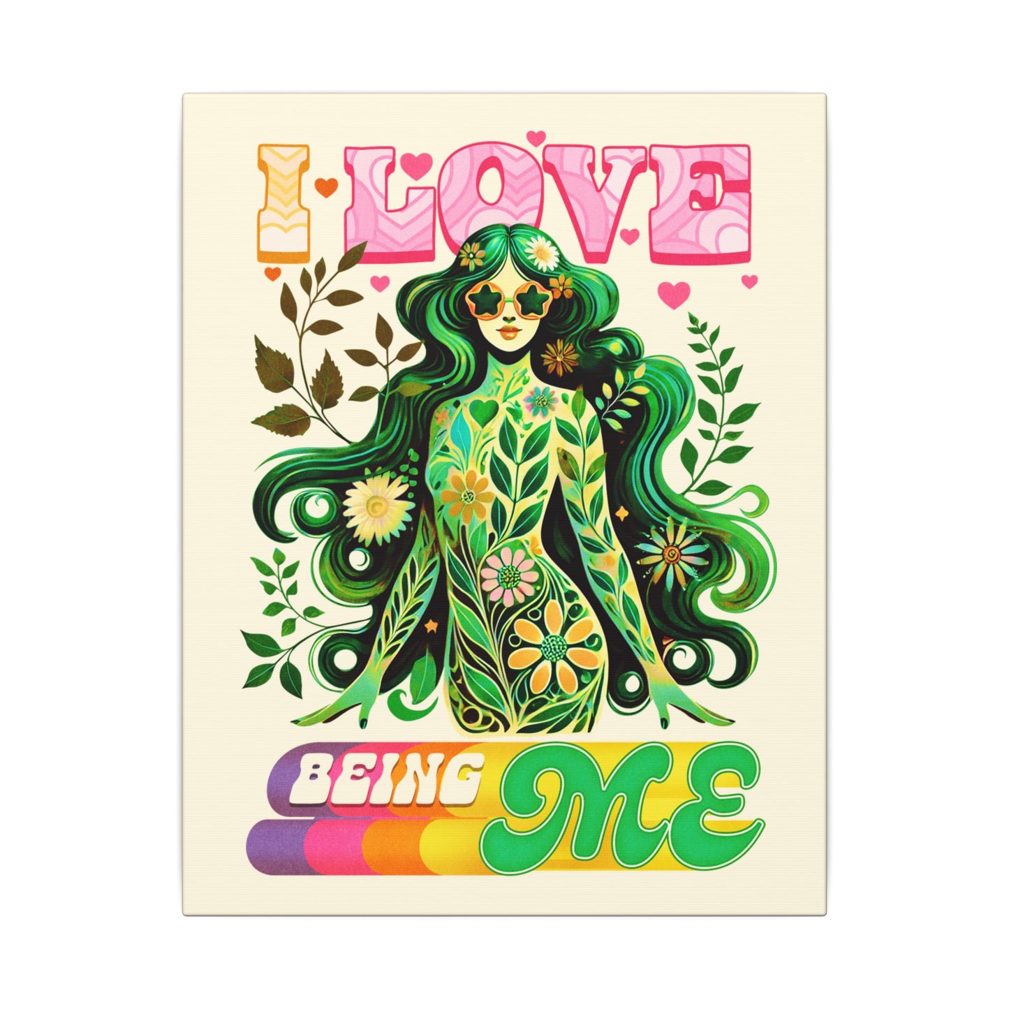 Mystical Retro Goddess Canvas Wall Art – Psychedelic Self-Love Botanical Design