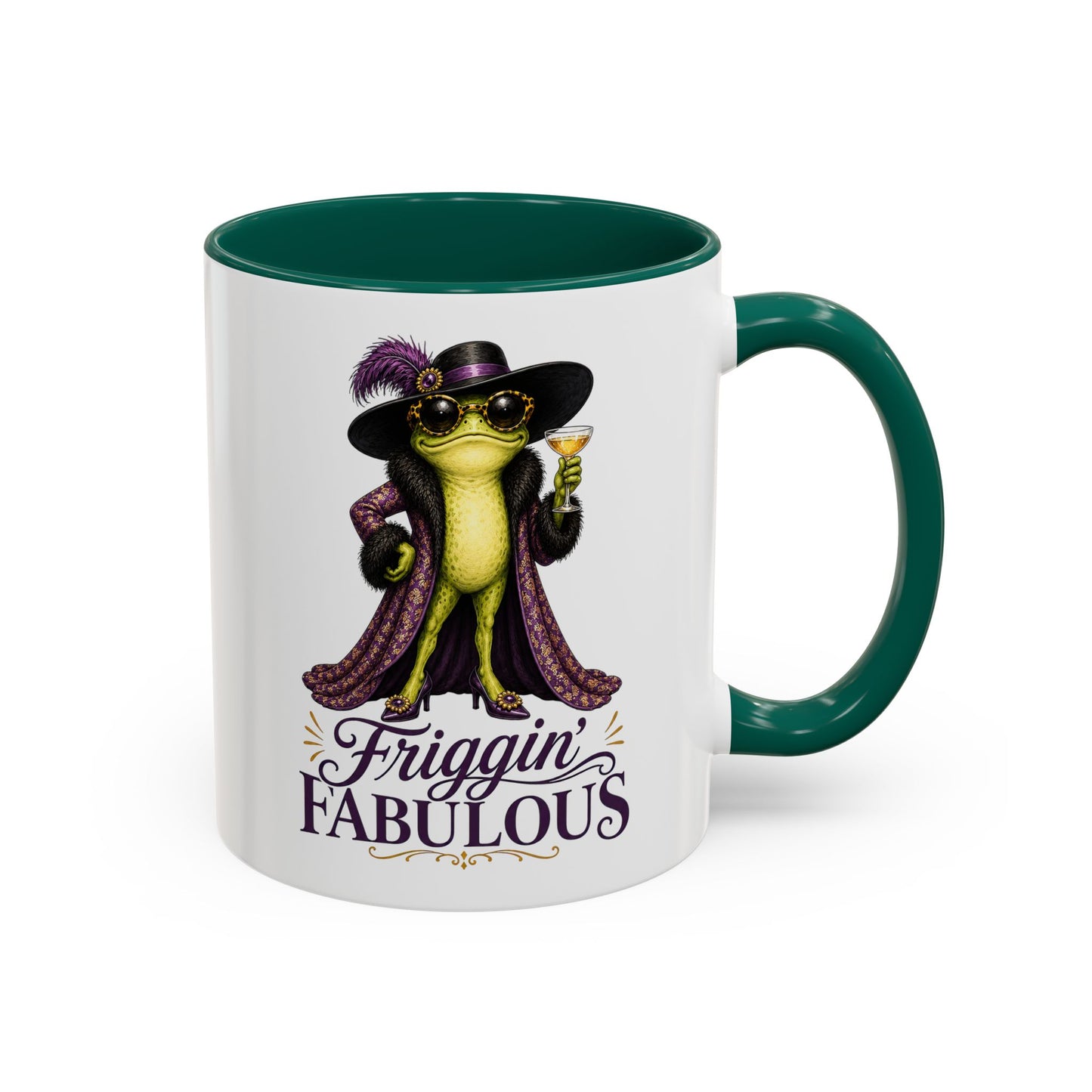 Friggin' Fabulous Frog Mug | Funny Frog Coffee Mug | Glam Fashion Frog Gift for Women | Colored Mug