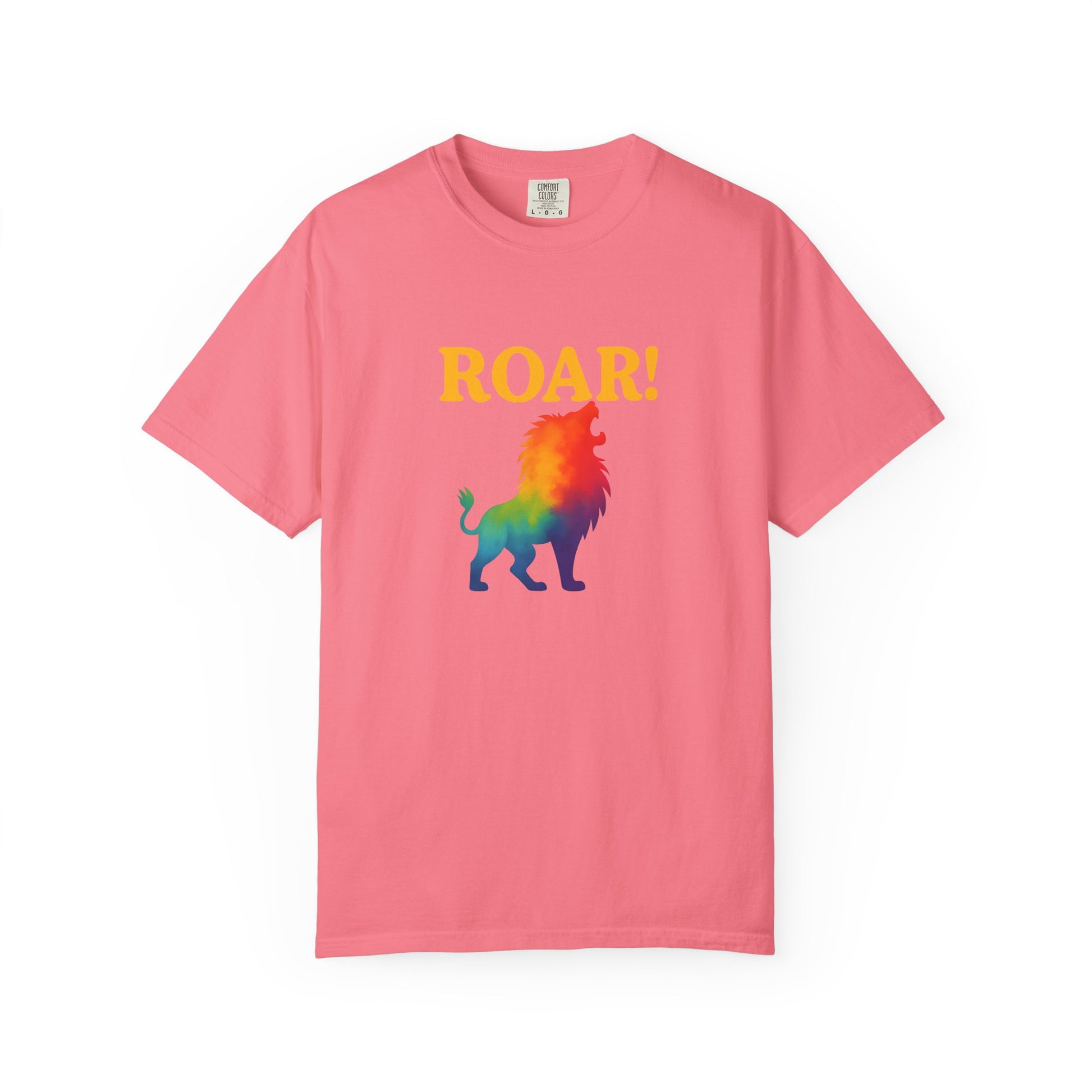 ROAR! – Retro Rainbow Lion Tee for Cosmic Confidence