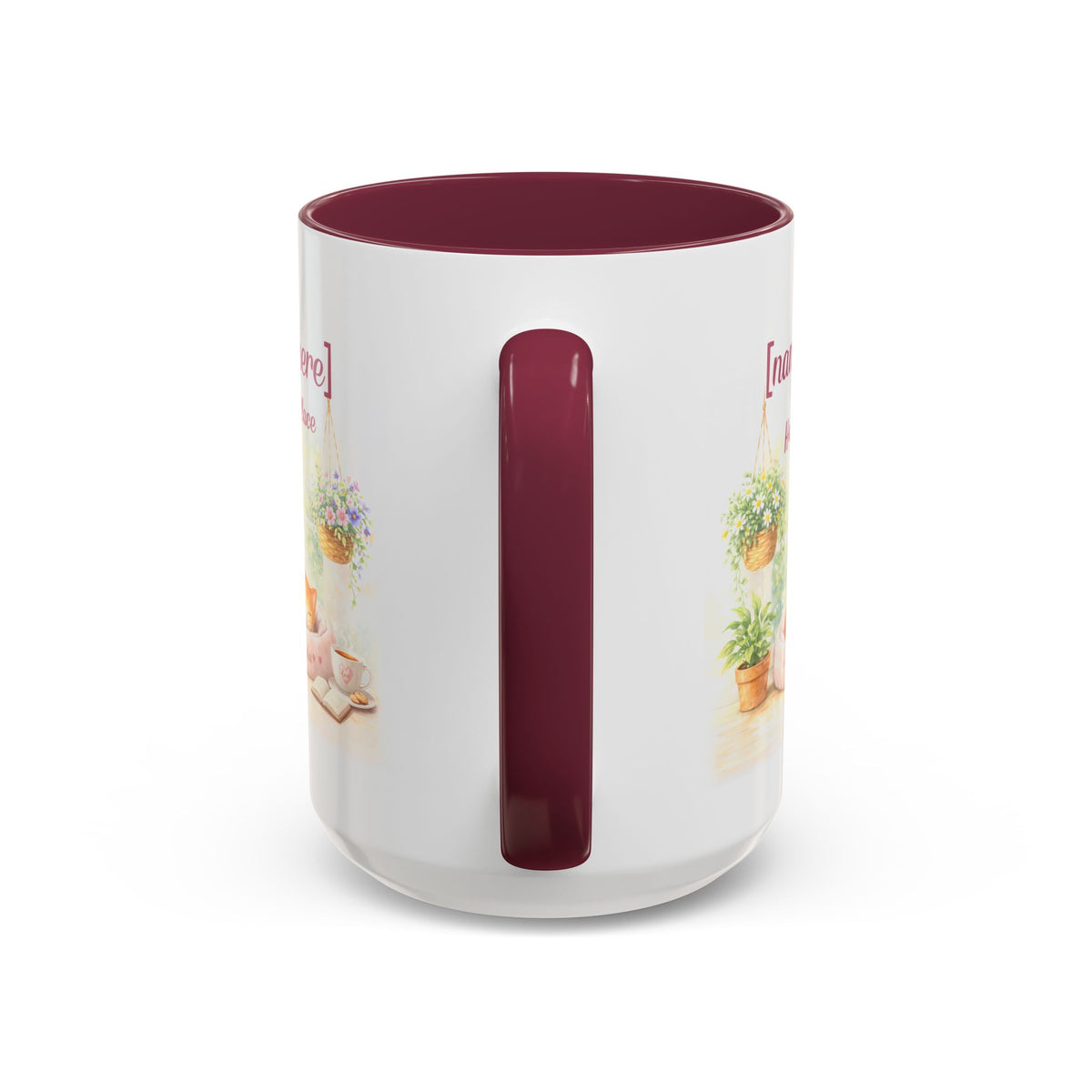 Personalized Name Cat Mug - Custom "Happy Place" Ceramic Mug for Cat Lovers