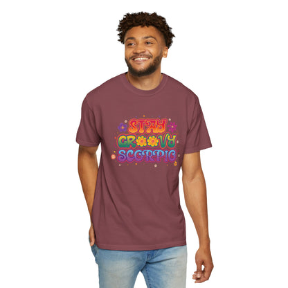 Stay Groovy Scorpio Tee – Groovy Flower Power Zodiac Shirt