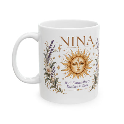 Personalized Sun Mug, Custom Name Coffee Cup, Inspirational Gift for Her, Boho Celestial Birthday Gift
