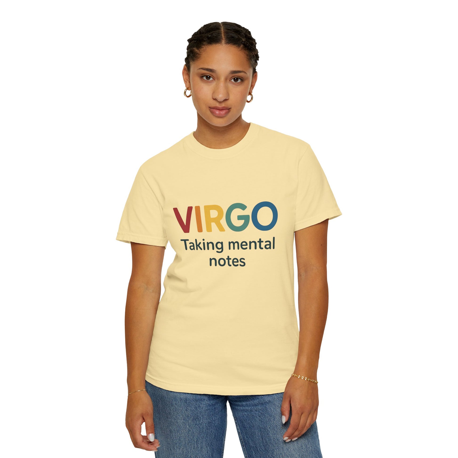 VIRGO Taking Mental Notes – Rainbow Minimalist Zodiac Tee
