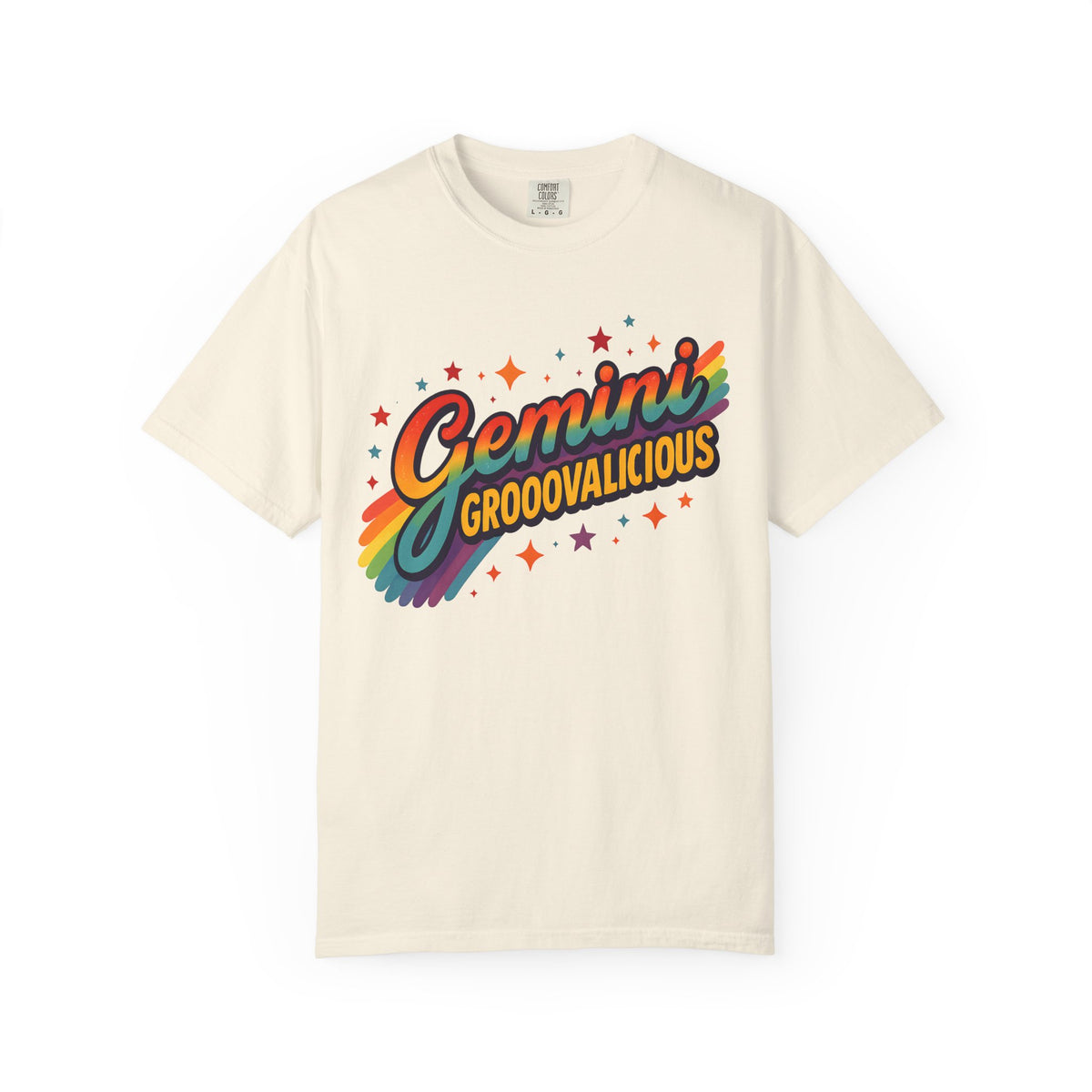 Gemini Groovalicious - Retro Disco Rainbow Zodiac Tee - Enchanted Sky
