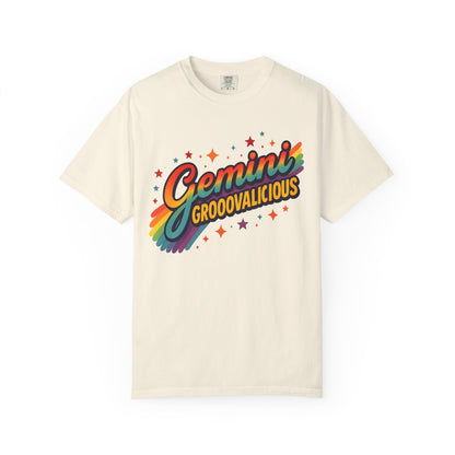Gemini Groovalicious - Retro Disco Rainbow Zodiac Tee - Enchanted Sky