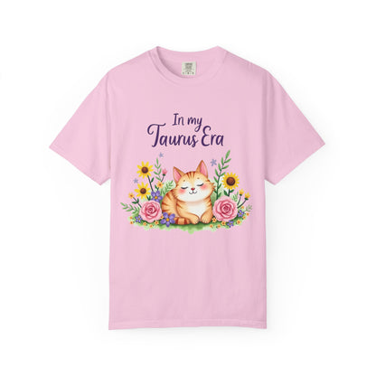 In My Taurus Era Tee – Colorful Zodiac Cat Shirt