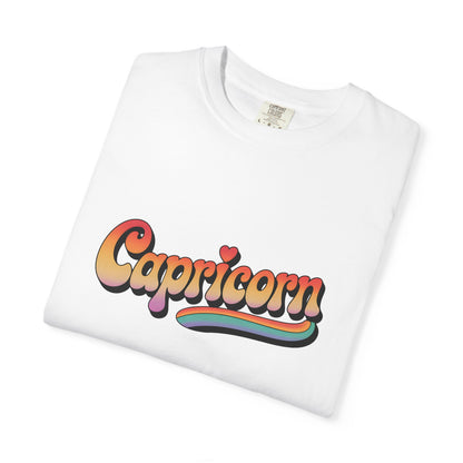 Capricorn – Retro Rainbow Groovy Zodiac Tee