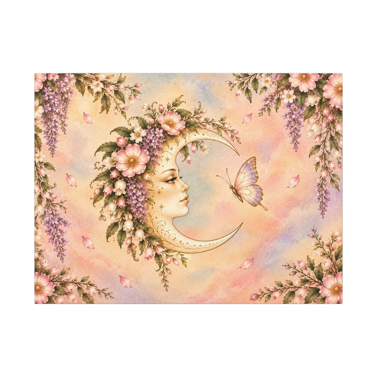 Flower Moon – Boho Celestial Canvas Wall Art