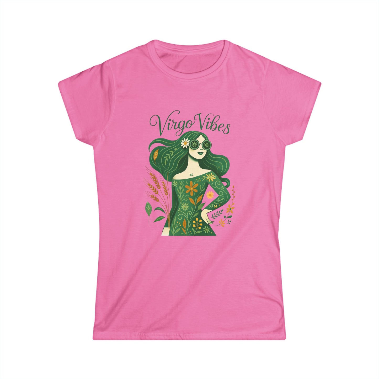 Virgo Vibes Women’s Softstyle Tee – Empowering Botanical Colorful Shirt
