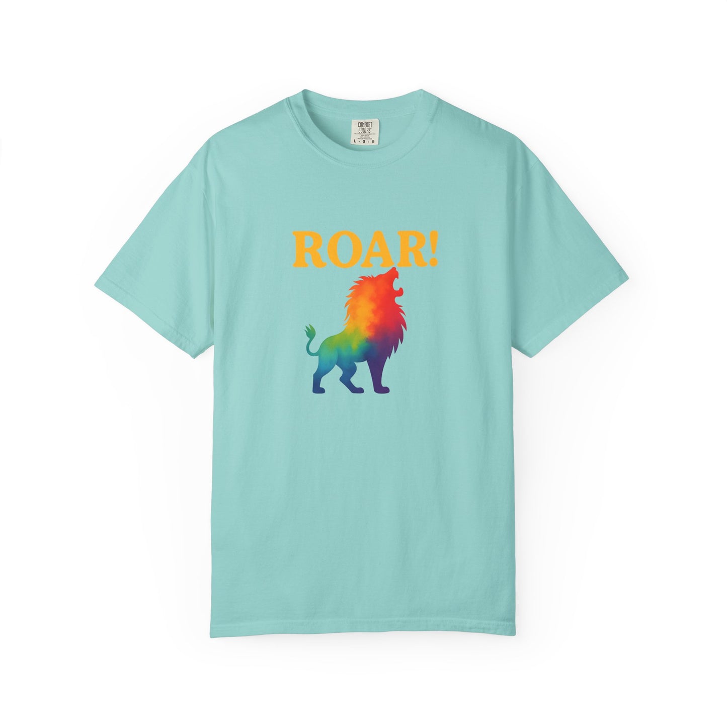 ROAR! – Retro Rainbow Lion Tee for Cosmic Confidence
