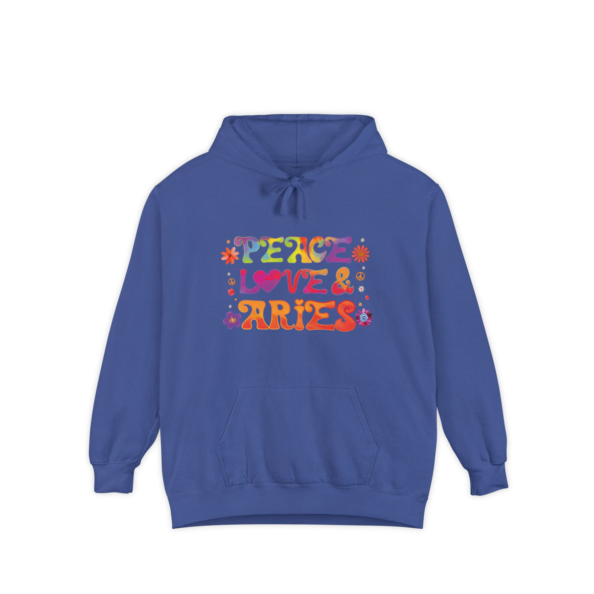 Peace Love & Aries Unisex Hoodie – Groovy Retro Comfort Colors Midweight Hoodie