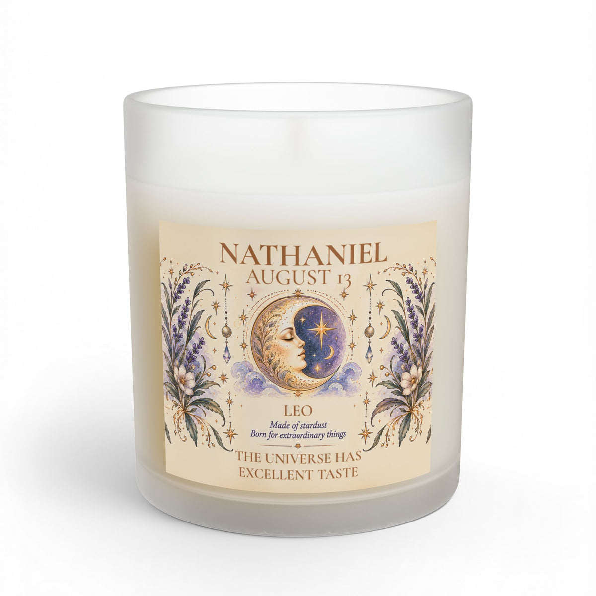 Personalized Zodiac Candle with Name Birthdate and Zodiac Sign