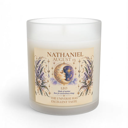 Personalized Zodiac Candle with Name Birthdate and Zodiac Sign