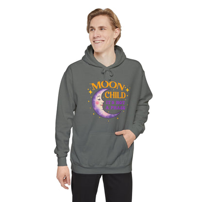 Moon Child Not a Phase Unisex Hoodie – Colorful Celestial Comfort Colors Midweight Hoodie
