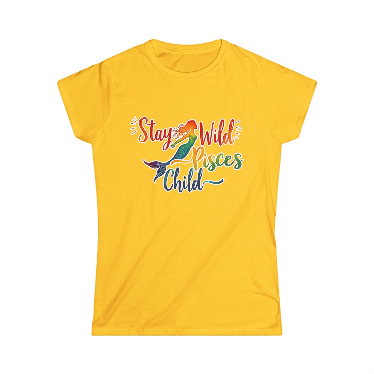 Stay Wild Pisces Child Women’s Softstyle Tee – Empowering Mermaid Zodiac Shirt