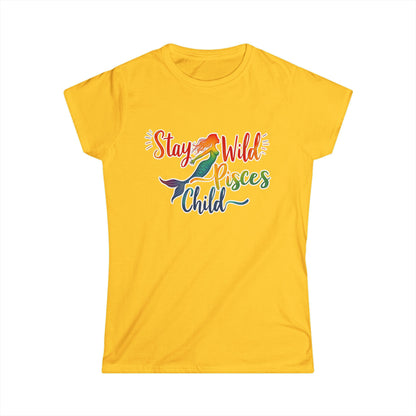 Stay Wild Pisces Child Women’s Softstyle Tee – Empowering Mermaid Zodiac Shirt