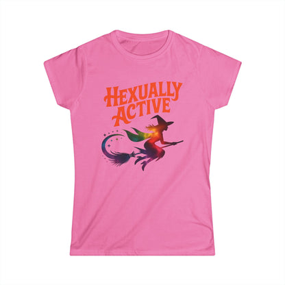 Hexually Active Women’s Softstyle Tee – Funny Magical Witch Shirt