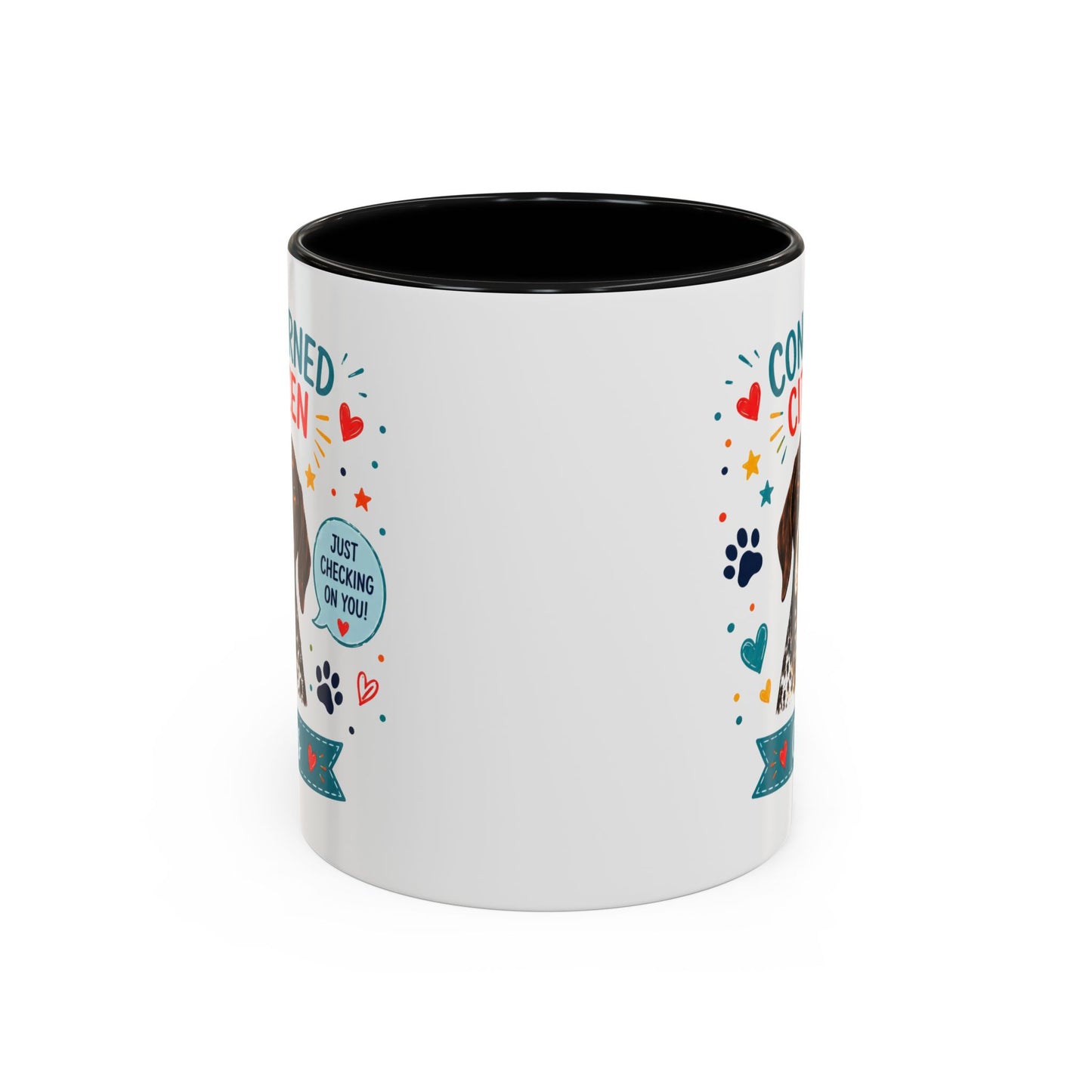 Personalized Dog Mug "Concerned Citizen" | Custom Pet Color Accent Mug with Dog Photo & Name | Funny Dog Lover Gift