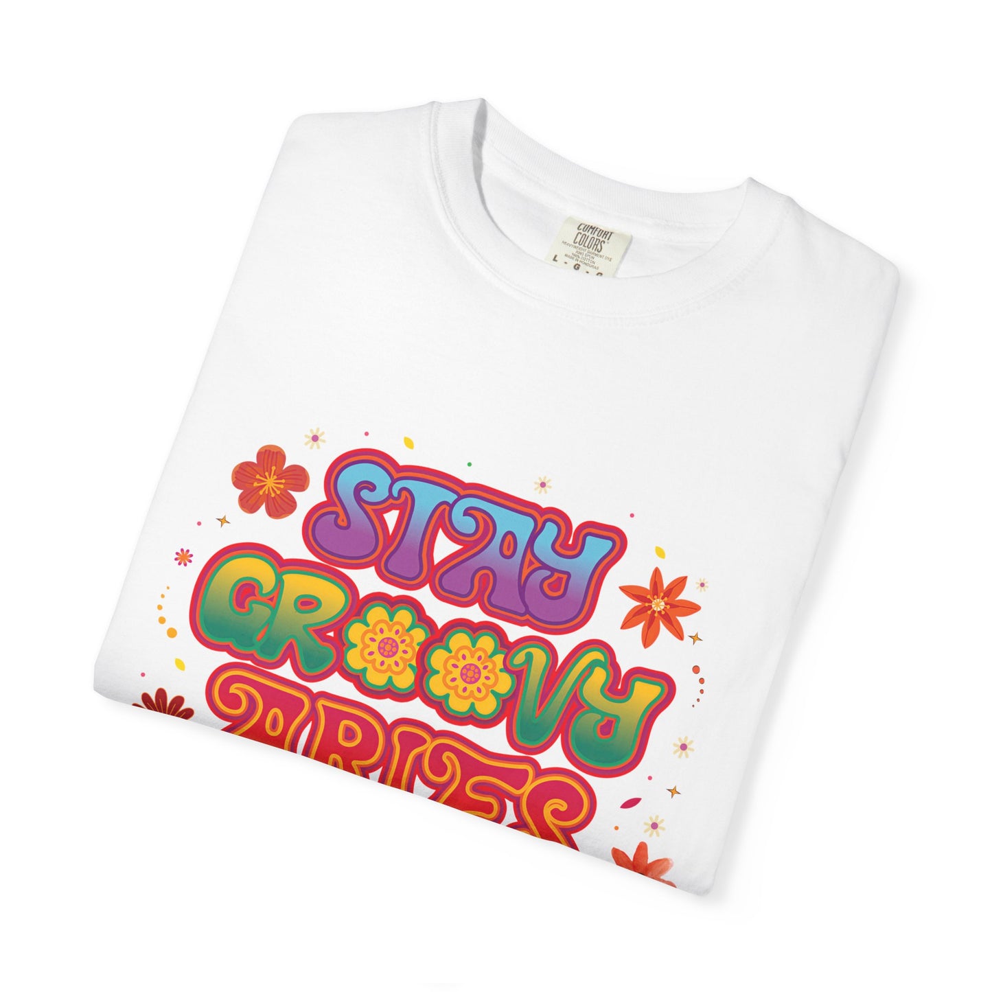 Stay Groovy Aries Tee – Colorful Retro Zodiac Shirt, 70s Flower Power Style