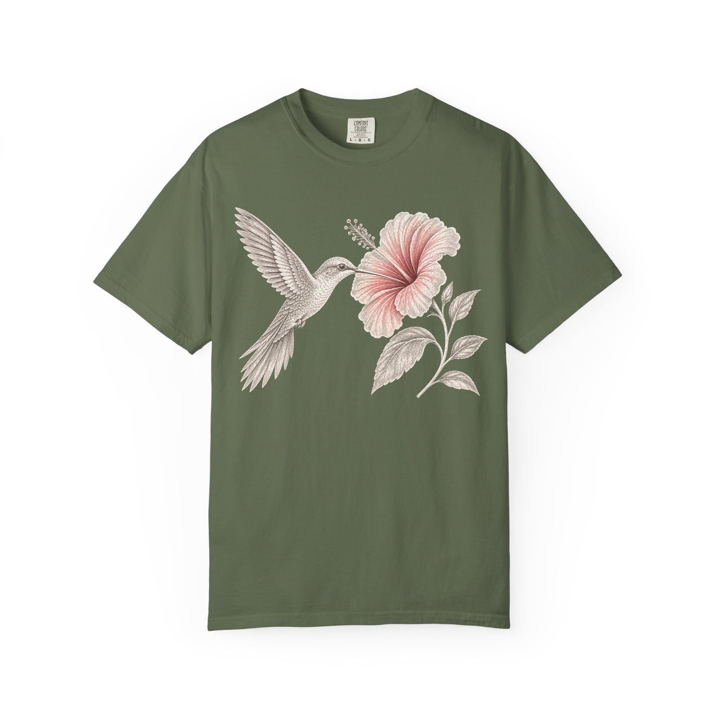 Vintage Hummingbird & Hibiscus Floral T-Shirt