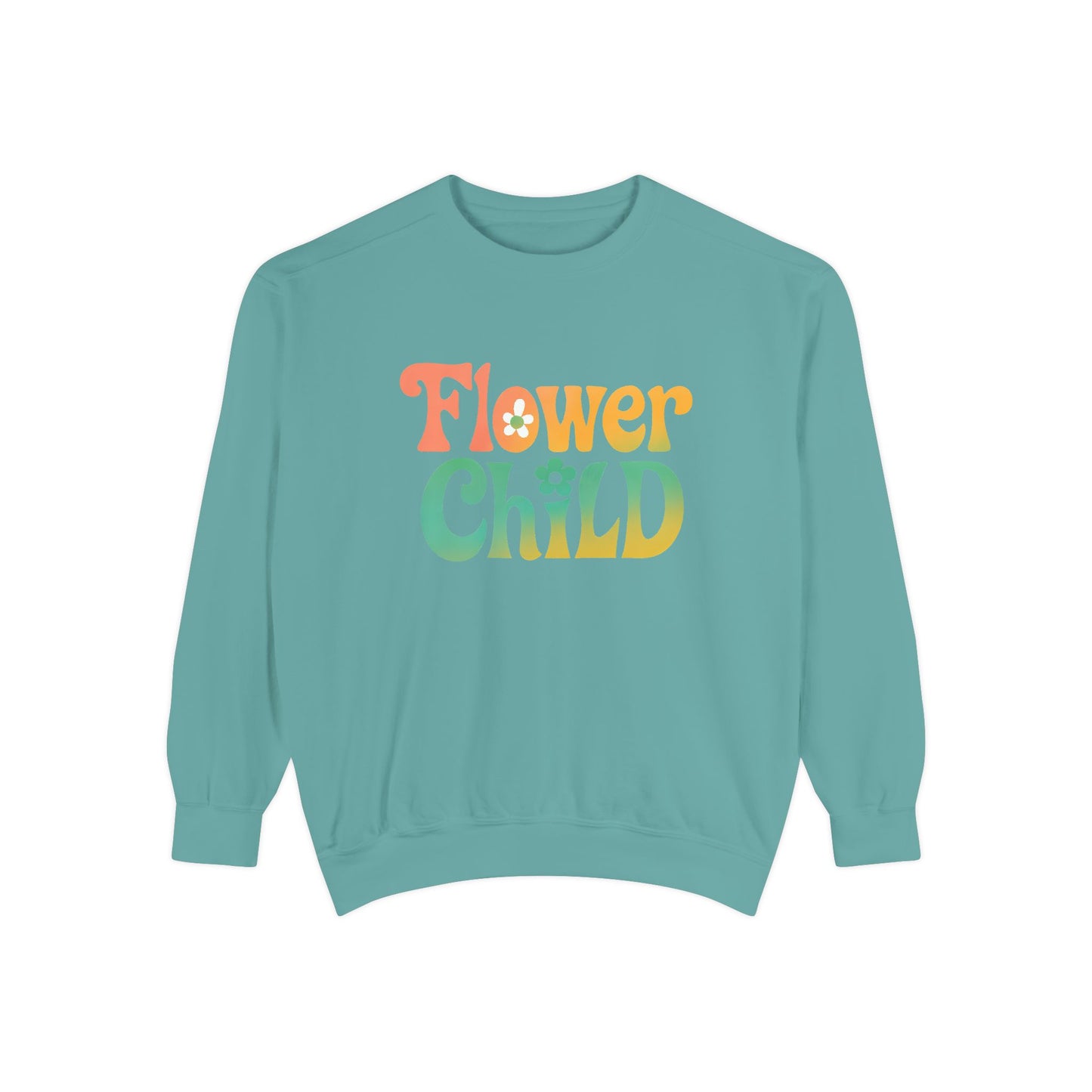 Flower Child Unisex Crewneck – Groovy Flower Power Comfort Colors Midweight Sweatshirt