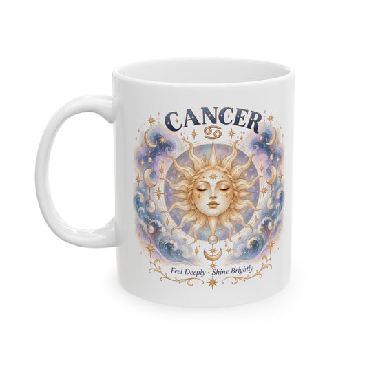 Boho Celestial Sun Cancer Zodiac Mug | Astrology Birthday Mug
