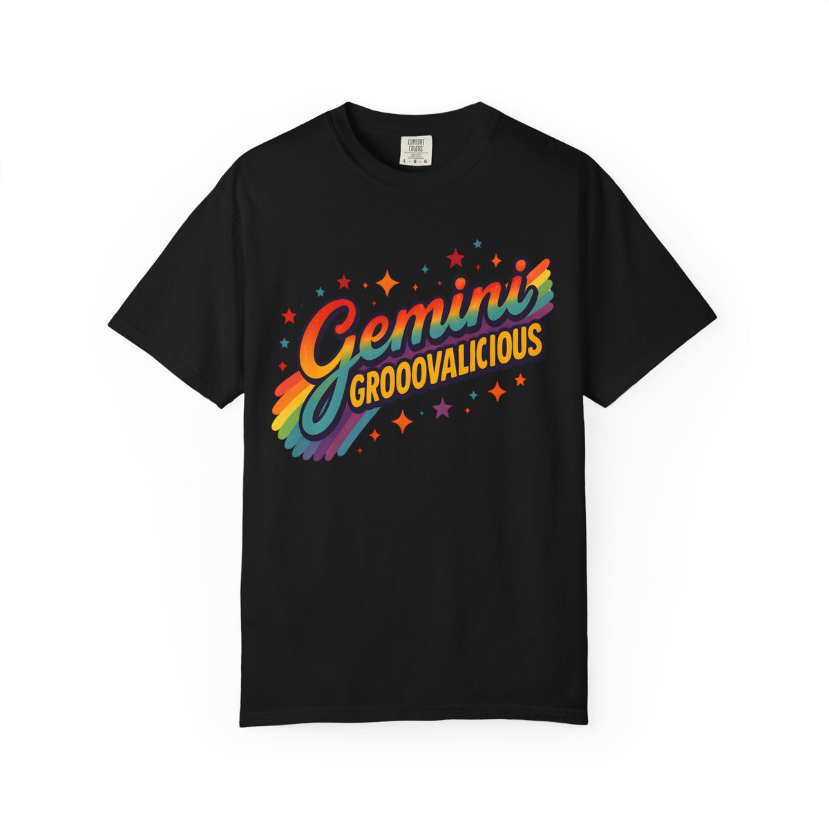 Gemini Groovalicious - Retro Disco Rainbow Zodiac Tee - Enchanted Sky