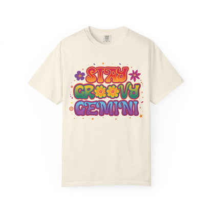 Stay Groovy Gemini – Flower Power Retro Zodiac Tee