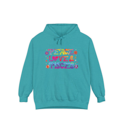 Peace Love & Pisces Unisex Hoodie – Groovy Retro Comfort Colors Midweight Hoodie