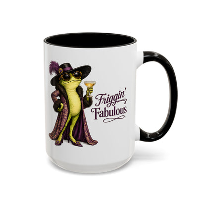 Friggin' Fabulous Frog Mug | Cute Frog Coffee Mug for Women | Funny Glam Frog Gift | Colored Mug