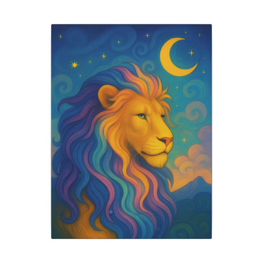 Moonlit Majesty – Luminous Lion Wall Art (Leo Inspired)